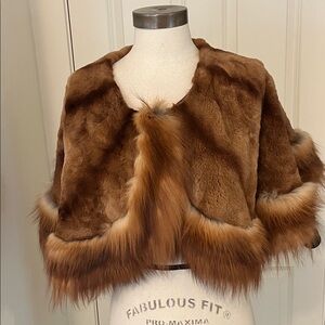 Zac Posen Brown Fur Wrap Fox and rabbit